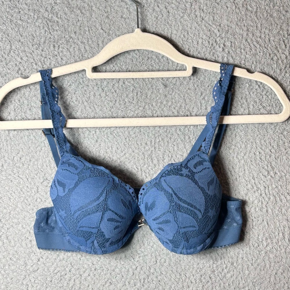 Aerie Bra Womens 34B Blue Day To Play Lace Adjustable Underwired Bra